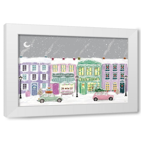 Hometown Holiday I Purple White Modern Wood Framed Art Print by Charron, Veronique