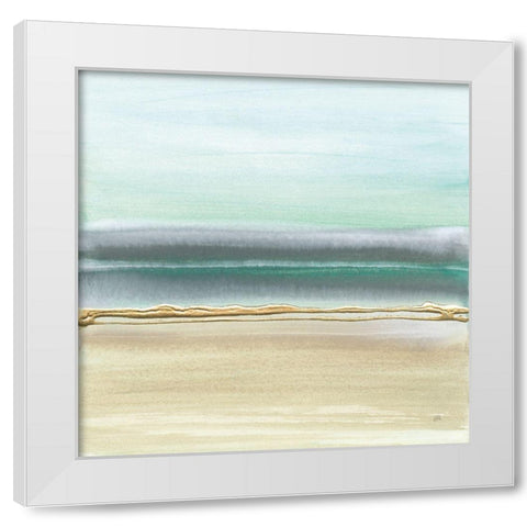 Linear Emerald I White Modern Wood Framed Art Print by Paschke, Chris