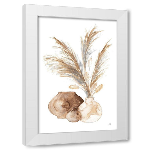 Vase Pampas White Modern Wood Framed Art Print by Paschke, Chris