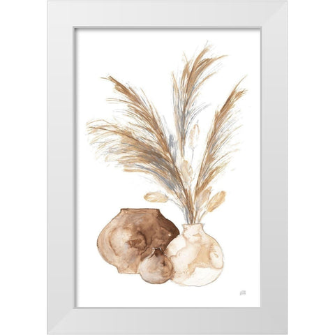Vase Pampas White Modern Wood Framed Art Print by Paschke, Chris