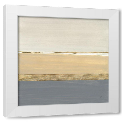 Gold Strips I White Modern Wood Framed Art Print by Paschke, Chris