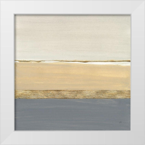 Gold Strips I White Modern Wood Framed Art Print by Paschke, Chris