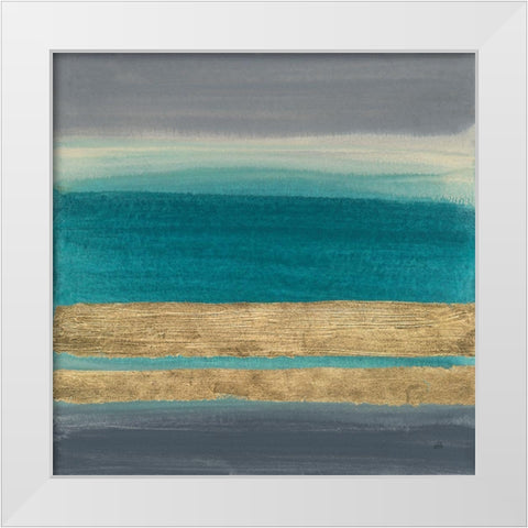 Gold Emerald I White Modern Wood Framed Art Print by Paschke, Chris