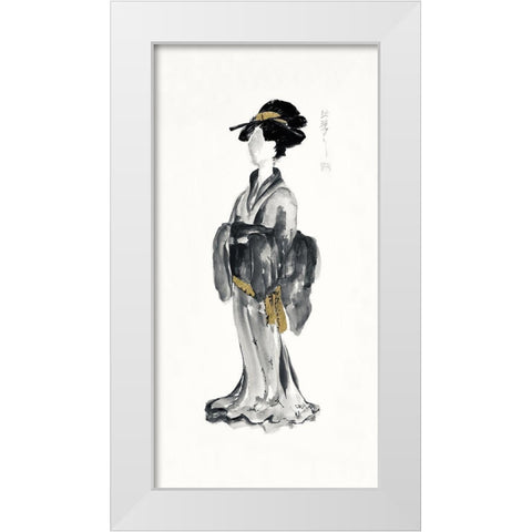 Geisha I Black and Gold White Modern Wood Framed Art Print by Paschke, Chris