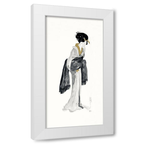 Geisha II Black and Gold White Modern Wood Framed Art Print by Paschke, Chris