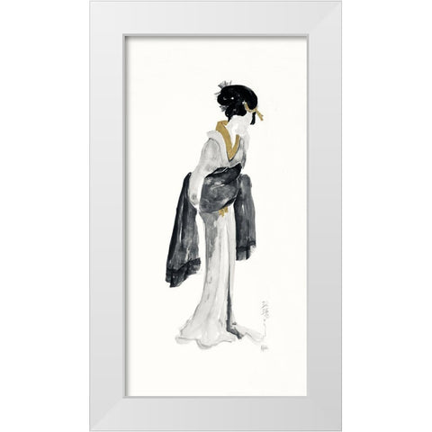Geisha II Black and Gold White Modern Wood Framed Art Print by Paschke, Chris