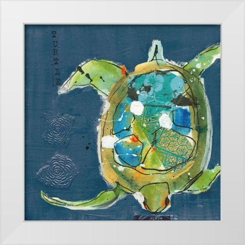 Chentes Turtle on Blue White Modern Wood Framed Art Print by Day, Kellie