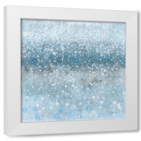 Abstract Rain Slate Blue White Modern Wood Framed Art Print by Nai, Danhui