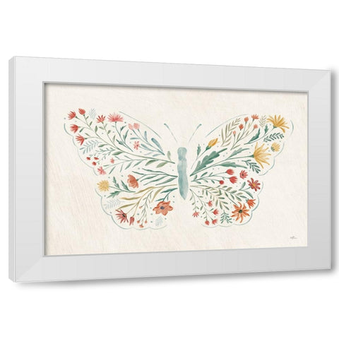 Wildflower Vibes Butterfly White Modern Wood Framed Art Print by Penner, Janelle