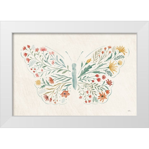 Wildflower Vibes Butterfly White Modern Wood Framed Art Print by Penner, Janelle