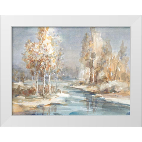 Flowing River White Modern Wood Framed Art Print by Nai, Danhui