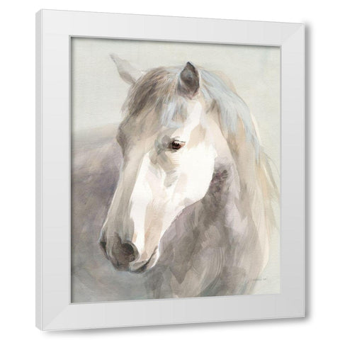 Gentle Horse Crop White Modern Wood Framed Art Print by Nai, Danhui