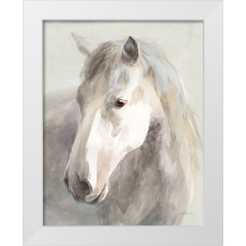 Gentle Horse Crop White Modern Wood Framed Art Print by Nai, Danhui