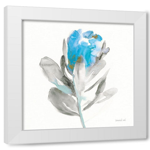 Spirit Flower I Blue Crop White Modern Wood Framed Art Print by Nai, Danhui