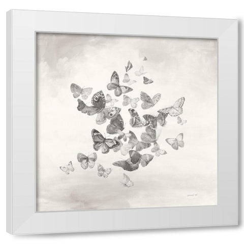 Beautiful Butterflies BW White Modern Wood Framed Art Print by Nai, Danhui