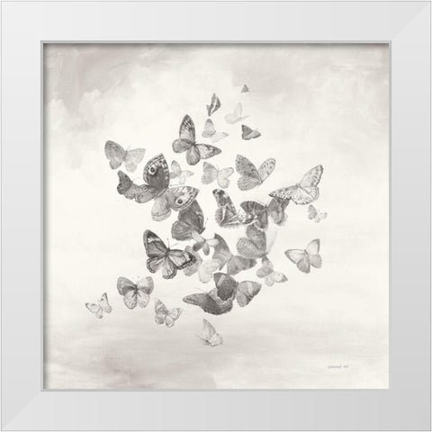 Beautiful Butterflies BW White Modern Wood Framed Art Print by Nai, Danhui