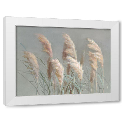 Pampas Grasses on Gray White Modern Wood Framed Art Print by Nai, Danhui