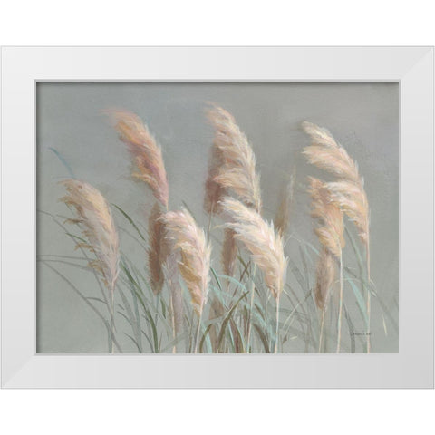 Pampas Grasses on Gray White Modern Wood Framed Art Print by Nai, Danhui