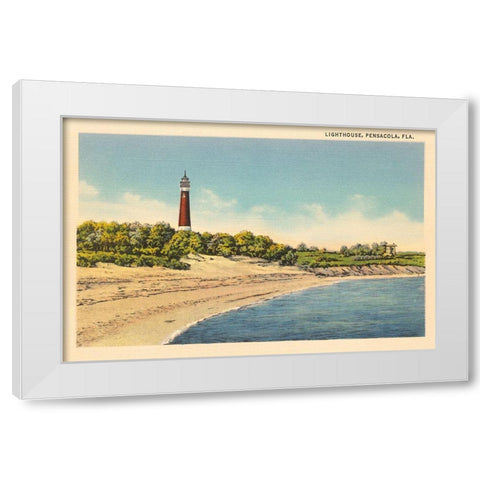 Pensacola Lighthouse White Modern Wood Framed Art Print by Wild Apple Portfolio