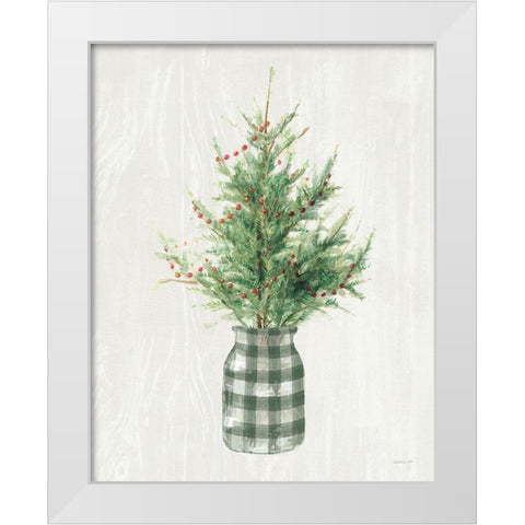 White and Bright Christmas Tree II Plaid White Modern Wood Framed Art Print by Nai, Danhui