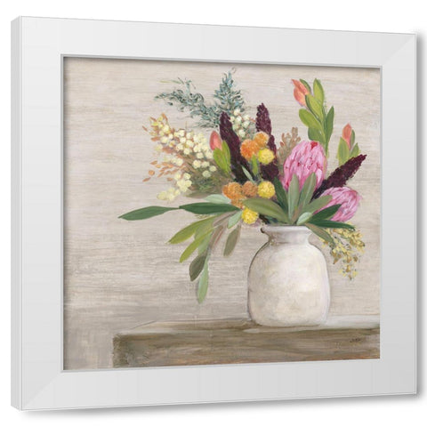 Protea Still Life I White Modern Wood Framed Art Print by Purinton, Julia