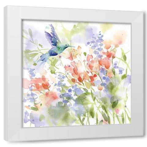 Hummingbird Meadow White Modern Wood Framed Art Print by Pete, Katrina