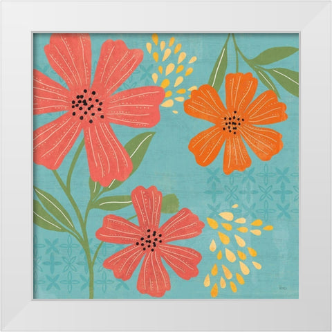 Mod Floral II No Lines White Modern Wood Framed Art Print by Charron, Veronique