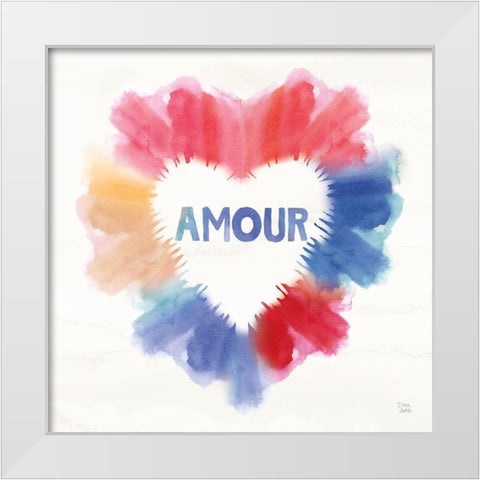 Rainbow Love II Amour White Modern Wood Framed Art Print by June, Dina
