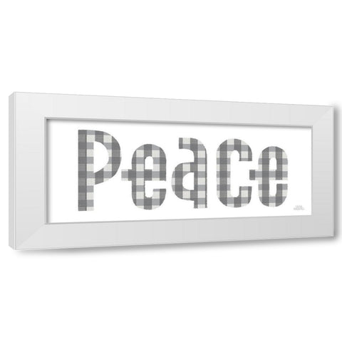 Retro Holiday Peace Gray White Modern Wood Framed Art Print by Marshall, Laura