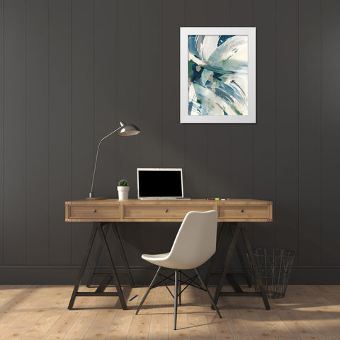 Spontaneous I Sapphire White Modern Wood Framed Art Print by Nai, Danhui