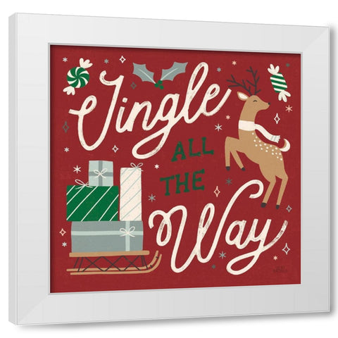 Reindeer Holiday V RG White Modern Wood Framed Art Print by Marshall, Laura