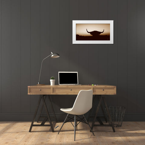 Bull Set Sepia Crop White Modern Wood Framed Art Print by Larson, Nathan