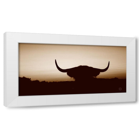 Bull Set Sepia Crop White Modern Wood Framed Art Print by Larson, Nathan