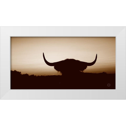 Bull Set Sepia Crop White Modern Wood Framed Art Print by Larson, Nathan