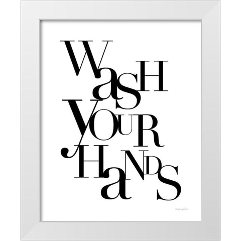 Wash Your Hands White Modern Wood Framed Art Print by Charro, Mercedes Lopez