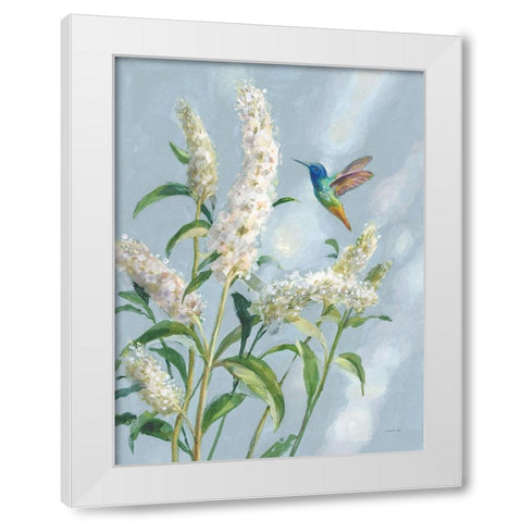 Hummingbird Spring II Soft Blue White Modern Wood Framed Art Print by Nai, Danhui