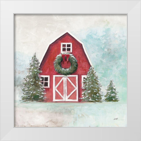 December Barn Blue Sky White Modern Wood Framed Art Print by Purinton, Julia