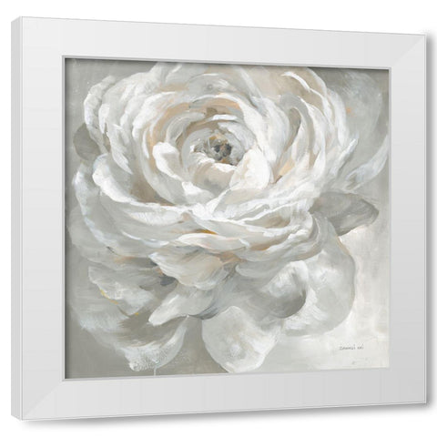 White Rose White Modern Wood Framed Art Print by Nai, Danhui
