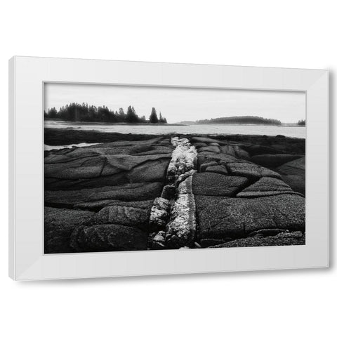 Stony Shore White Modern Wood Framed Art Print by Aledanda