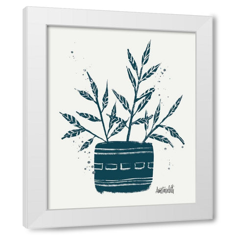 Monochrome Blue Botanical Sketches IX White Modern Wood Framed Art Print by Tavoletti, Anne