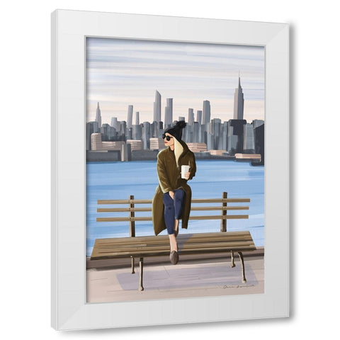 Girl in New York White Modern Wood Framed Art Print by Escalante, Omar