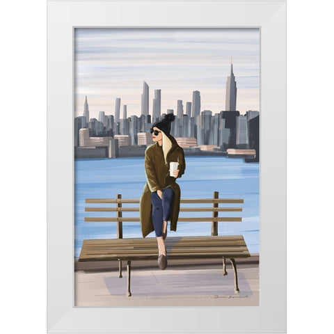 Girl in New York White Modern Wood Framed Art Print by Escalante, Omar