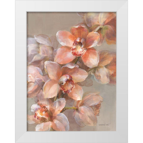 Delicate Orchid I White Modern Wood Framed Art Print by Nai, Danhui