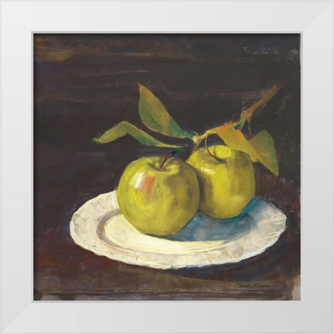 Green Apple I Dark Brown White Modern Wood Framed Art Print by Rowan, Carol