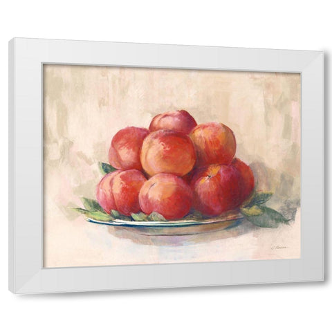 Ripe Peaches White Modern Wood Framed Art Print by Rowan, Carol