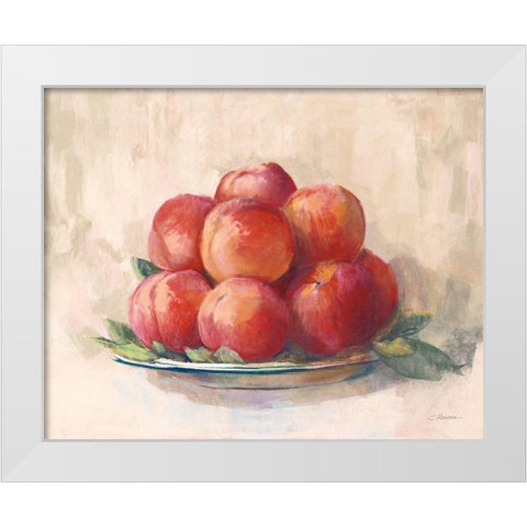 Ripe Peaches White Modern Wood Framed Art Print by Rowan, Carol