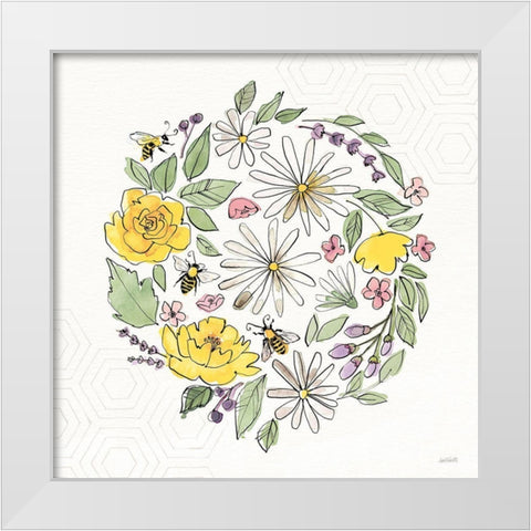 Honeybee Blossoms X No Words White Modern Wood Framed Art Print by Tavoletti, Anne