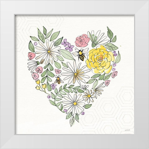 Honeybee Blossoms XI No Words White Modern Wood Framed Art Print by Tavoletti, Anne