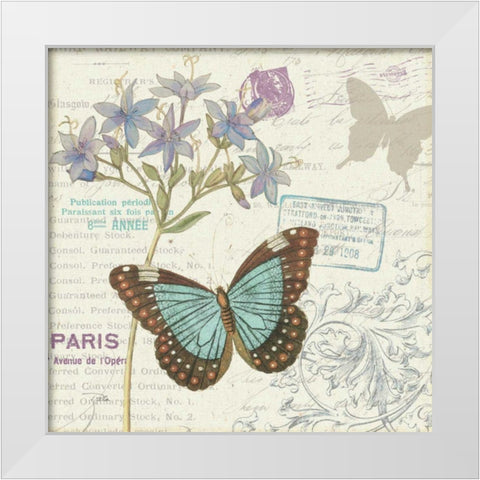 Papillon Tales II White Modern Wood Framed Art Print by Pela Studio