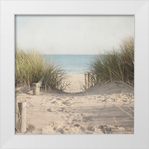 Beach Grasses White Modern Wood Framed Art Print by Pela Studio